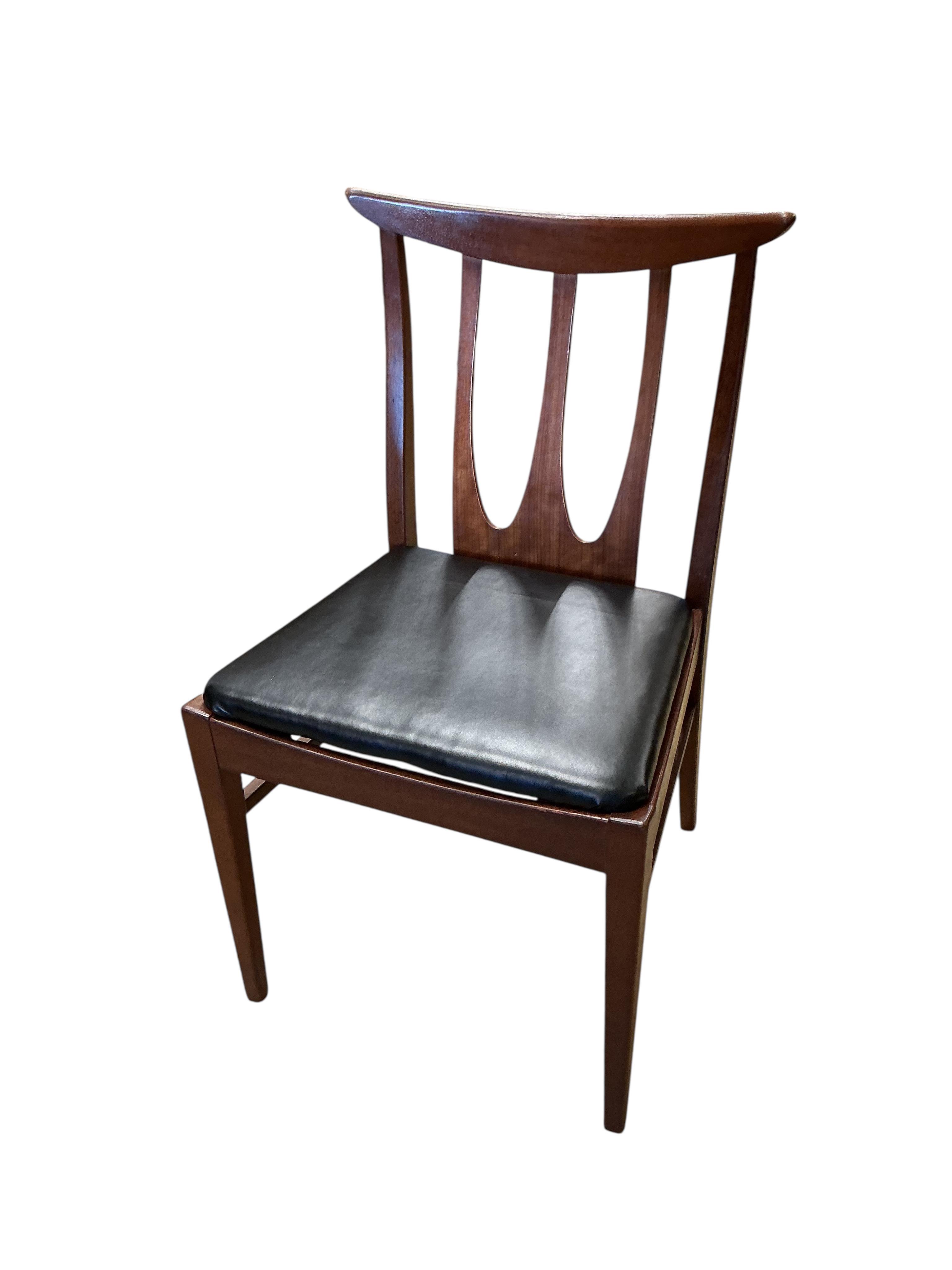 Five mid century G-Plan Brasilia teak dining chairs, width 40cm, height 82cm